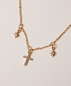 Anna Gold Rhinestone Cross Bracelet