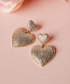 Arden Rhinestone Gold Heart Drop Earrings