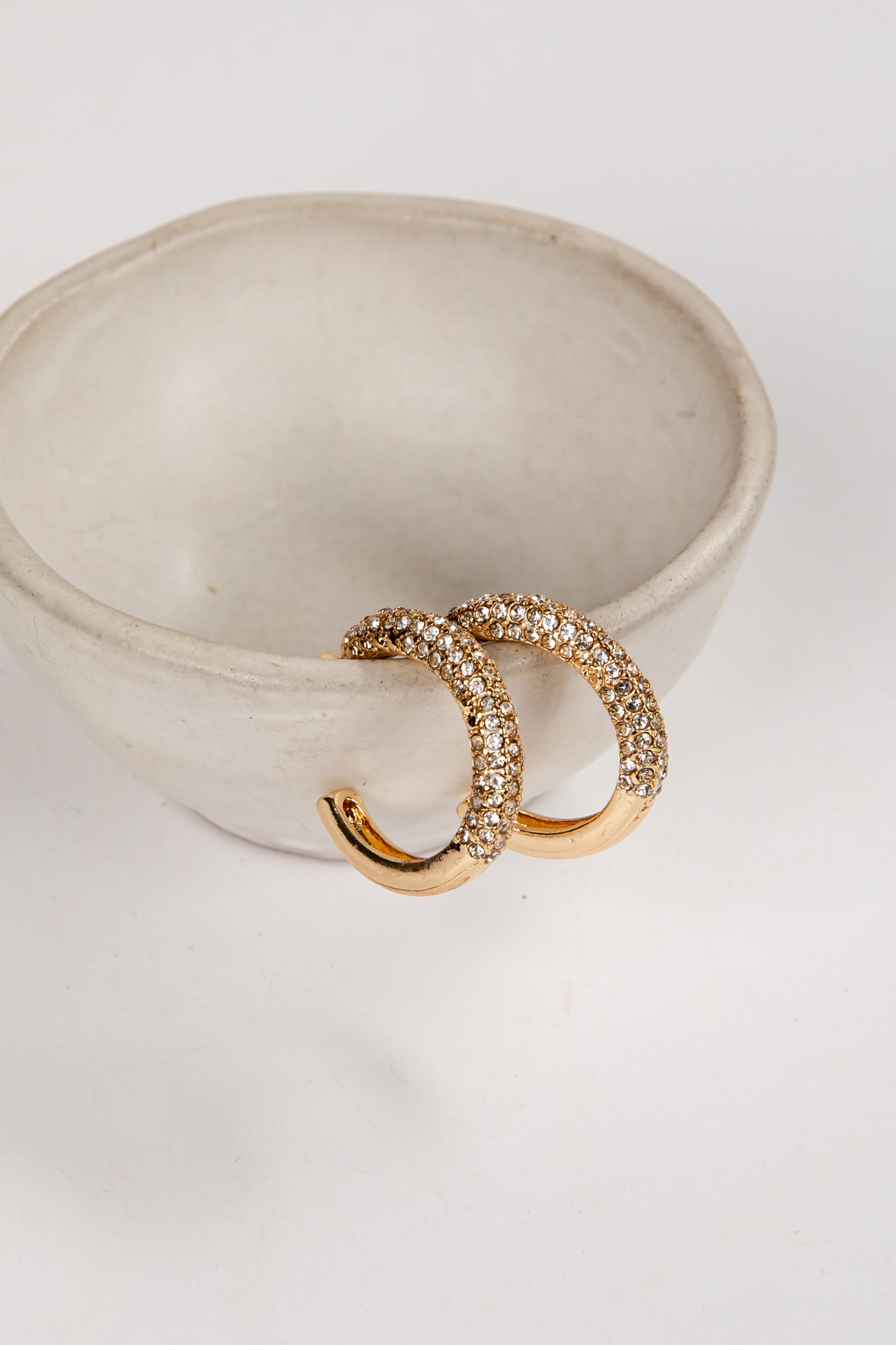 Marla Gold Rhinestone Hoop Earrings - Image 3