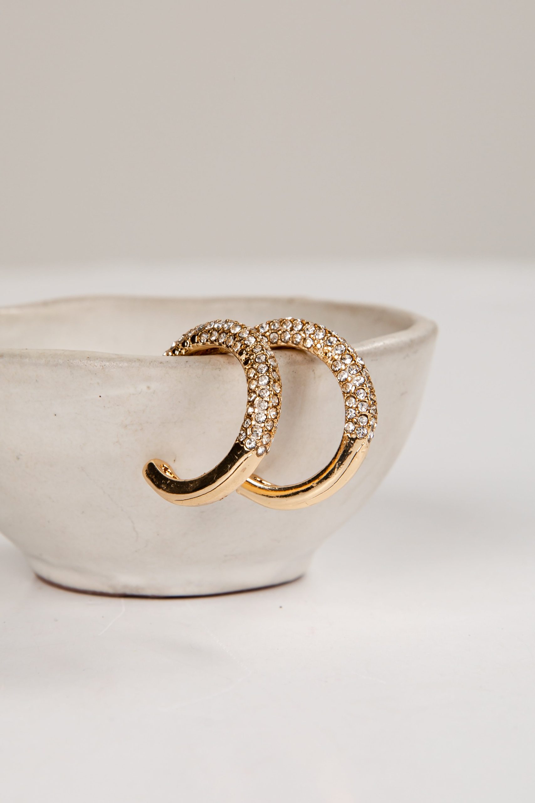 Marla Gold Rhinestone Hoop Earrings