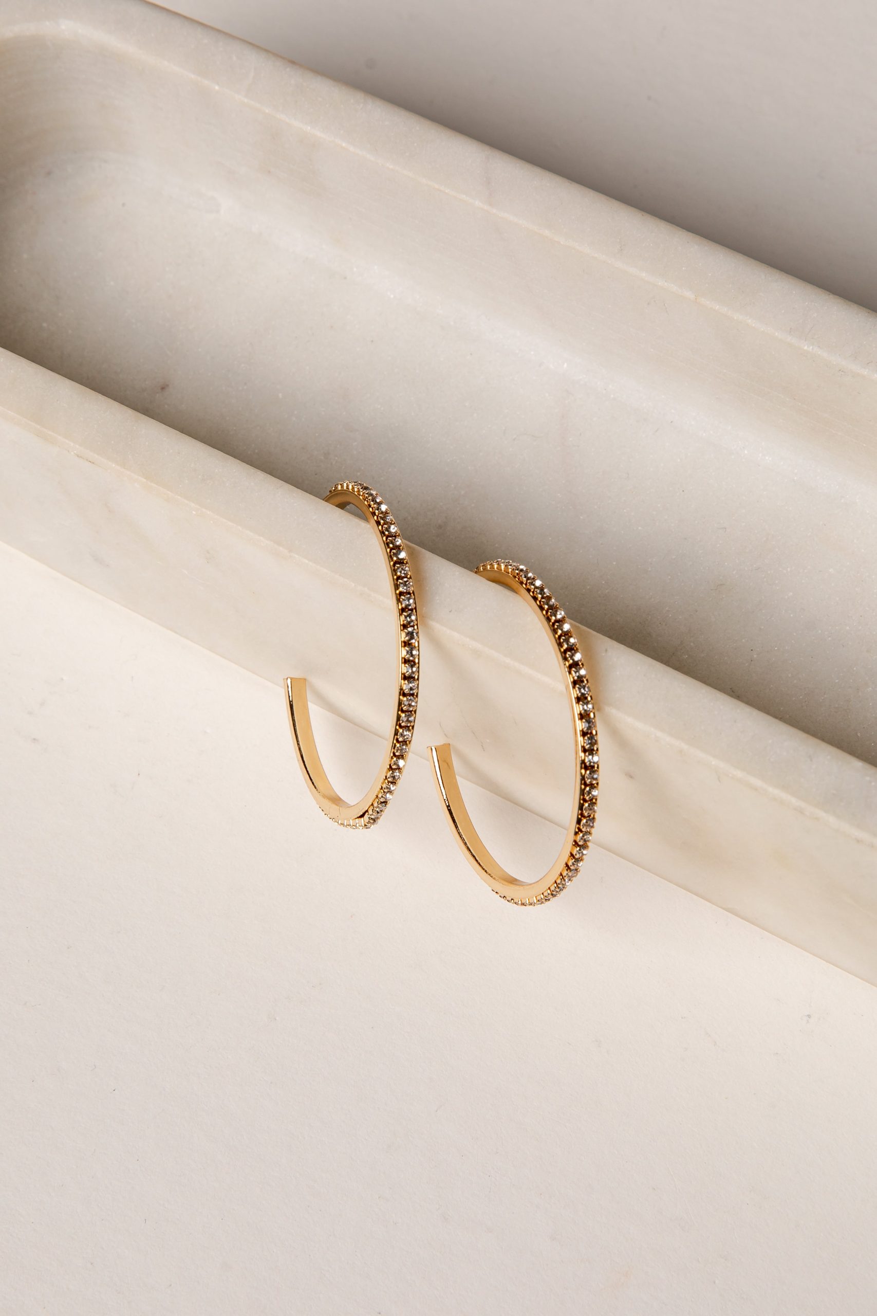 Sophia Gold Rhinestone Hoop Earrings - Image 2