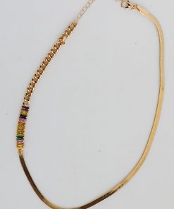 FINAL SALE - Maria Gold Gemstone Snake Chain Necklace