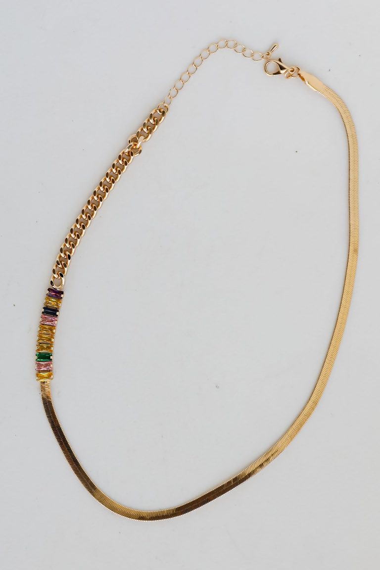 FINAL SALE - Maria Gold Gemstone Snake Chain Necklace