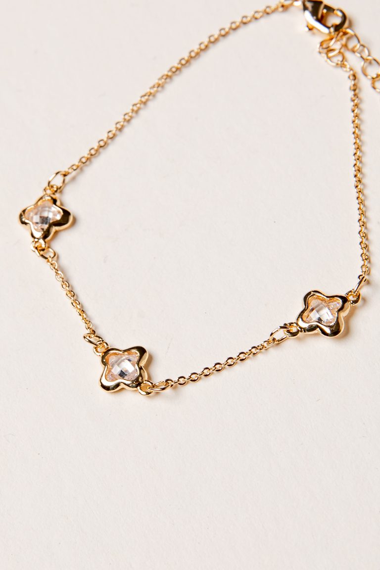 Peyton Gold Rhinestone Quatrefoil Bracelet