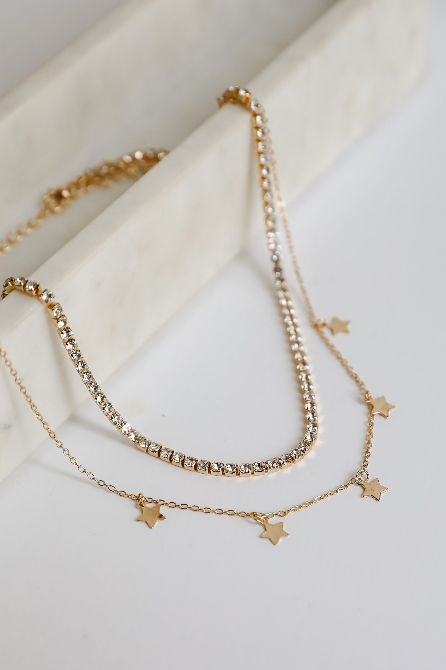 FINAL SALE - Bri Gold Rhinestone Star Charm Layered Necklace - Image 5