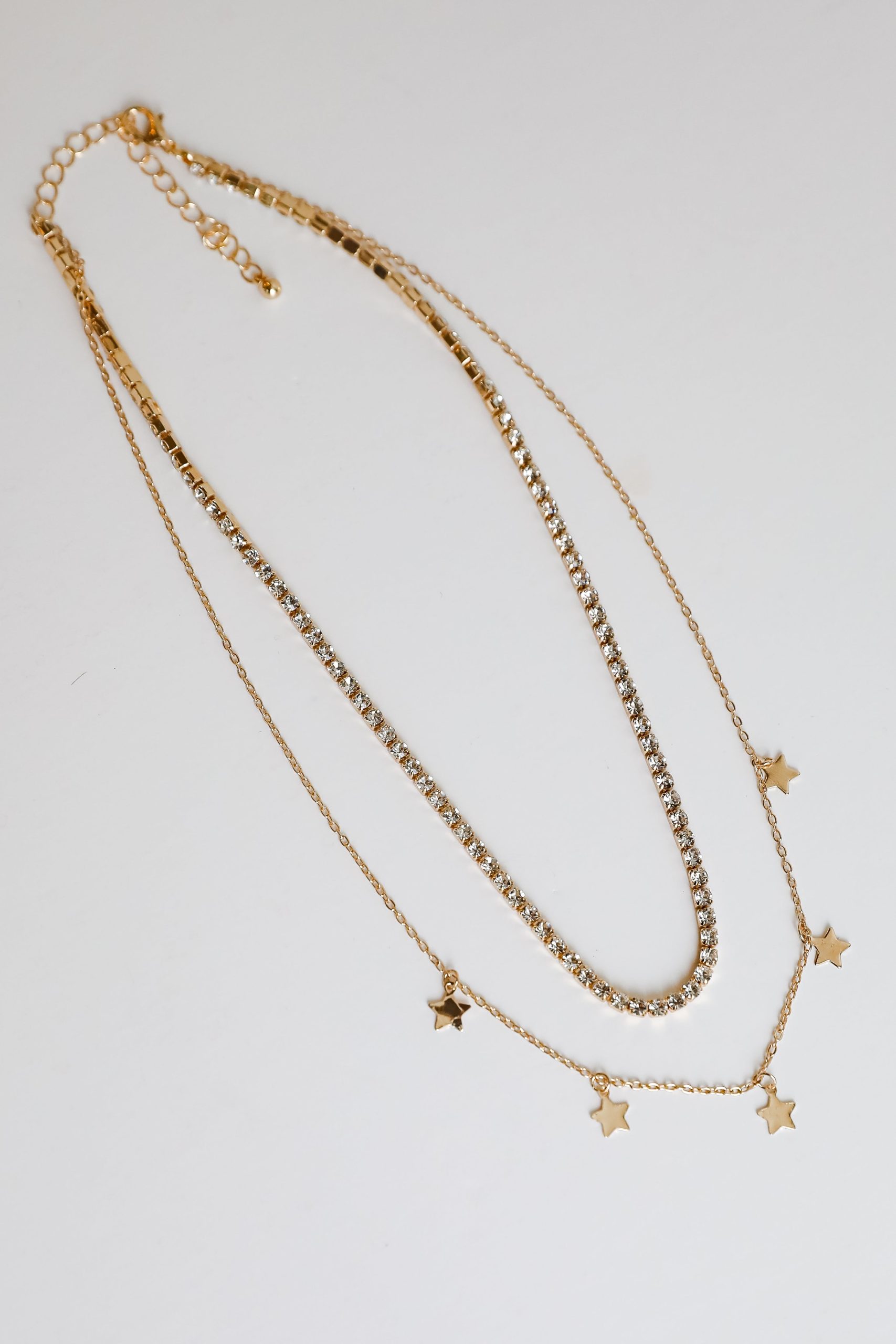 FINAL SALE - Bri Gold Rhinestone Star Charm Layered Necklace - Image 3