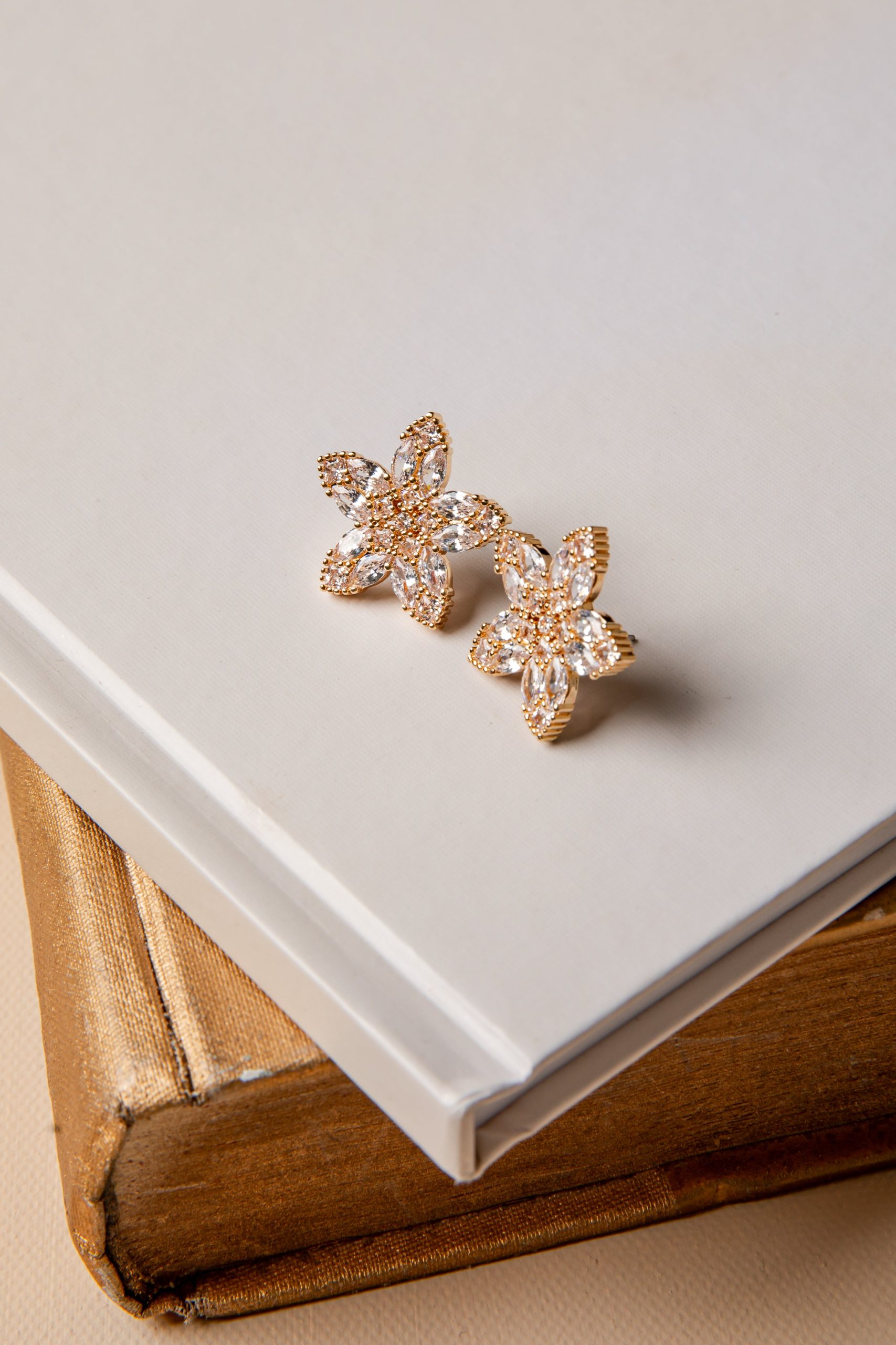 Brielle Bloom Gold Rhinestone Stud Earrings - Image 3