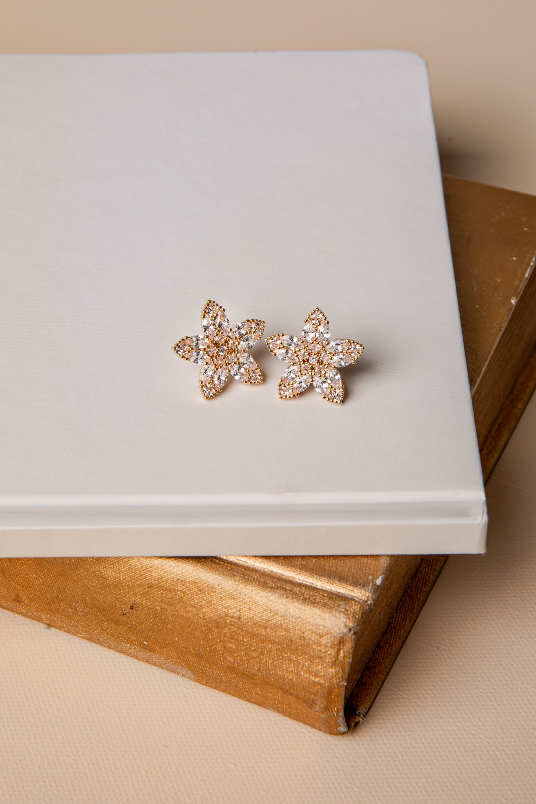 Brielle Bloom Gold Rhinestone Stud Earrings