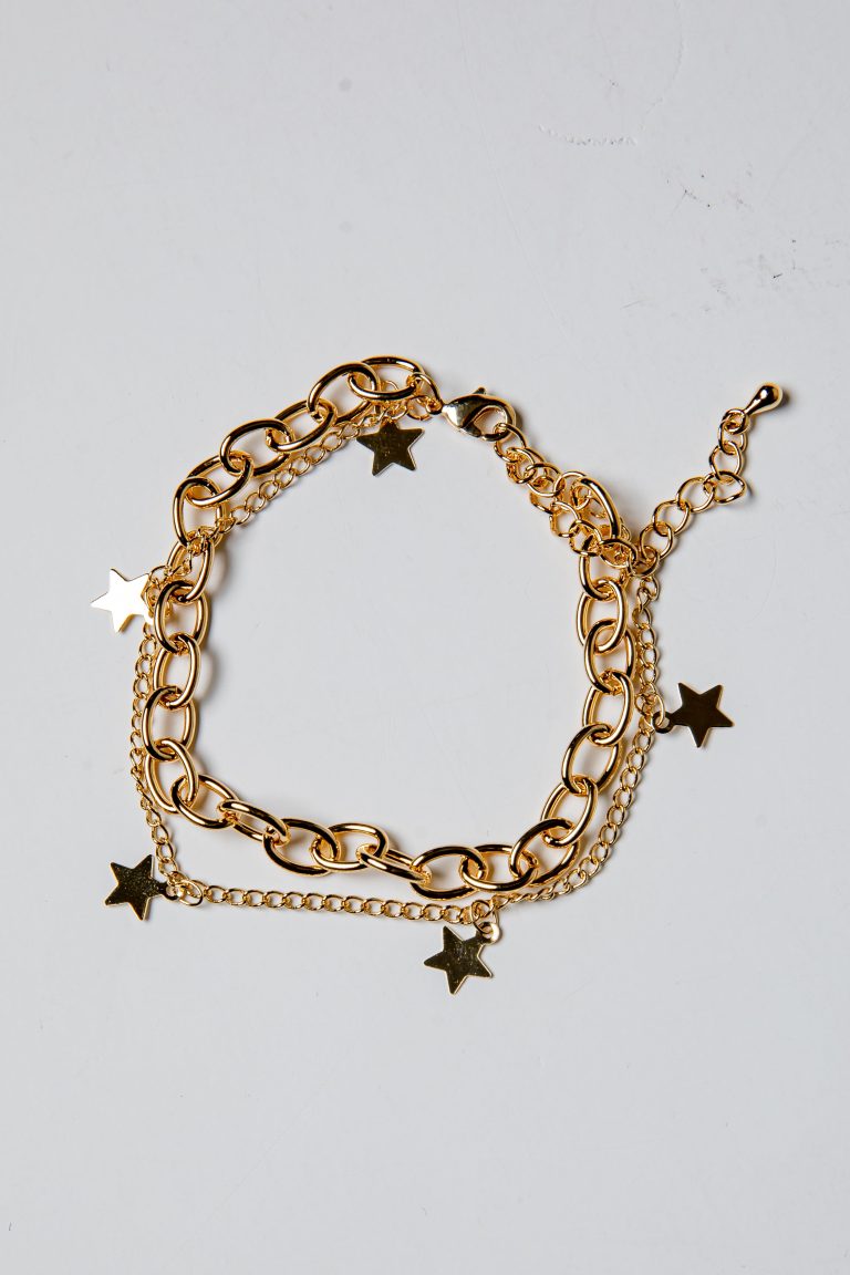 Debra Gold Star Charm Chain Bracelet