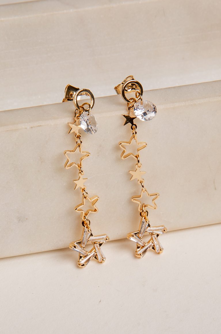 Wren Gold Star Drop Earrings