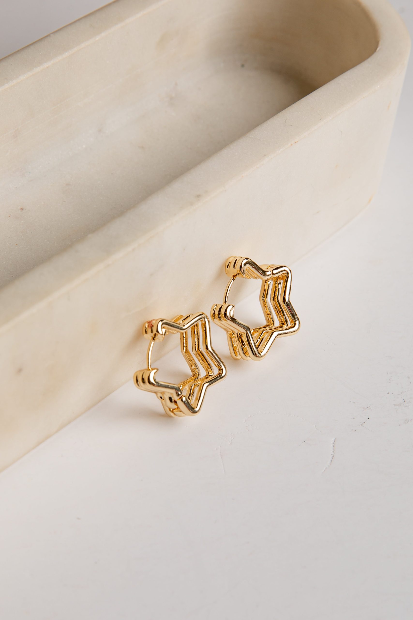 Poppy Gold Star Drop Earrings - Image 2