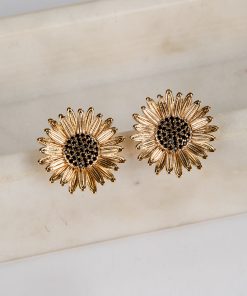 Gabby Gold Sunflower Stud Earrings