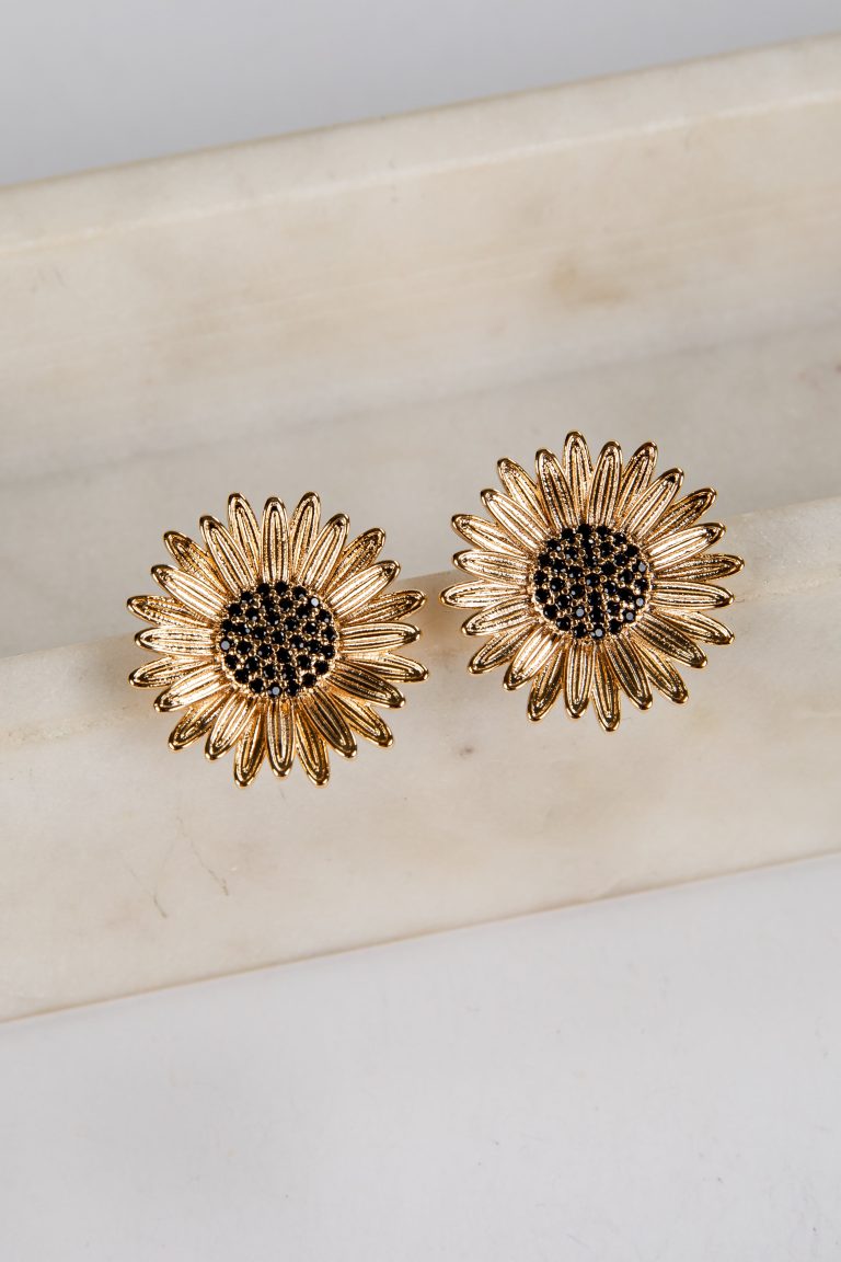 Gabby Gold Sunflower Stud Earrings