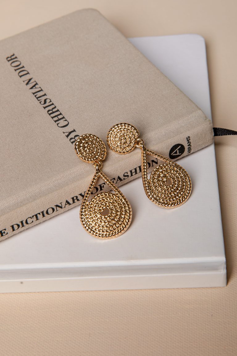 Anna Kate Textured Gold Drop Earrings