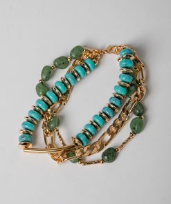 Addy Green Beaded Layered Chain Bracelet