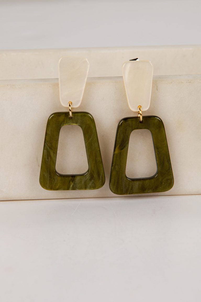 Margot Green Acrylic Drop Earrings