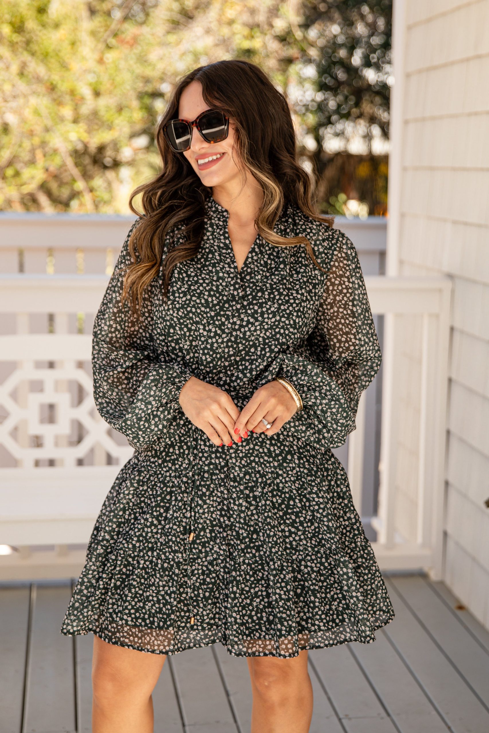 Darling Daisy Floral Tiered Green Mini Dress - Image 2