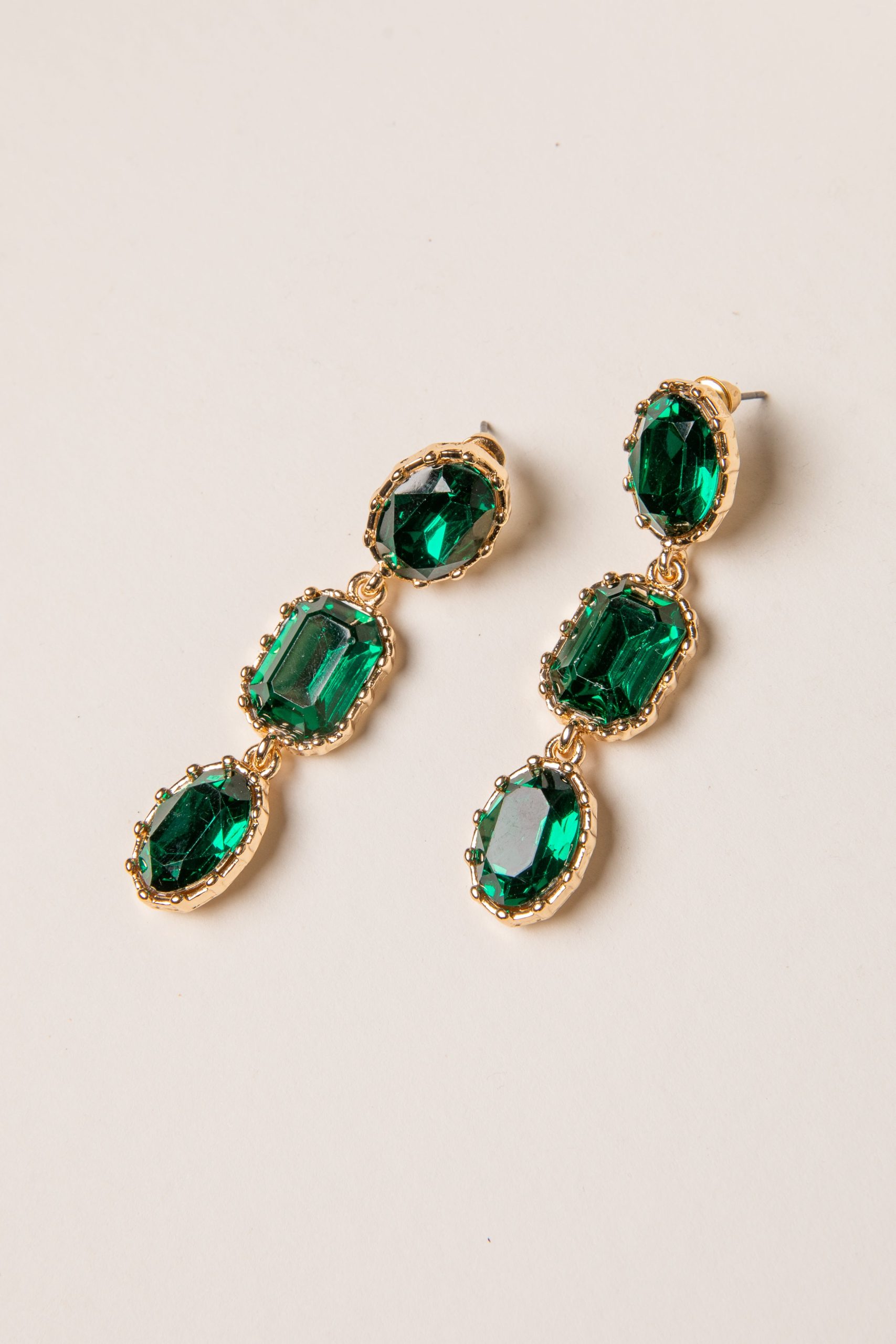 Sarah Green Gemstone Drop Earrings - Image 2