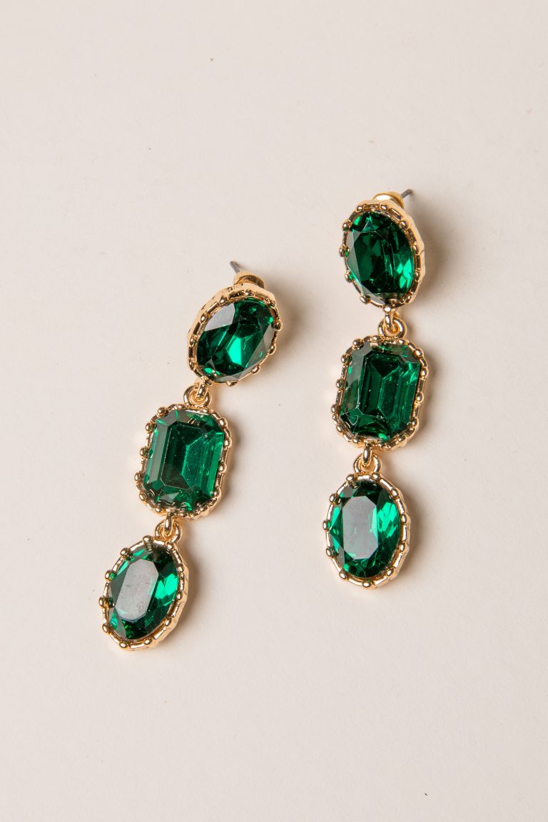 Sarah Green Gemstone Drop Earrings