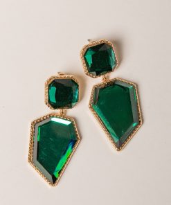 Ashley Green Gemstone Statement Earrings