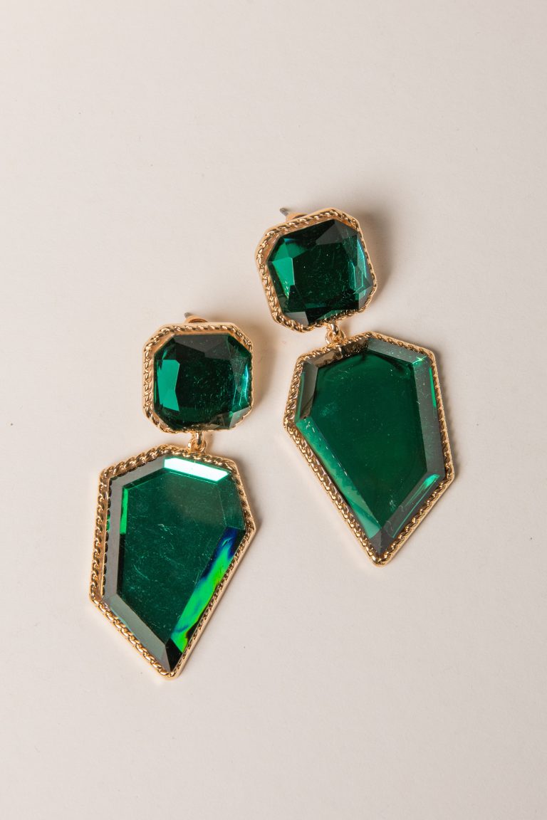 Ashley Green Gemstone Statement Earrings