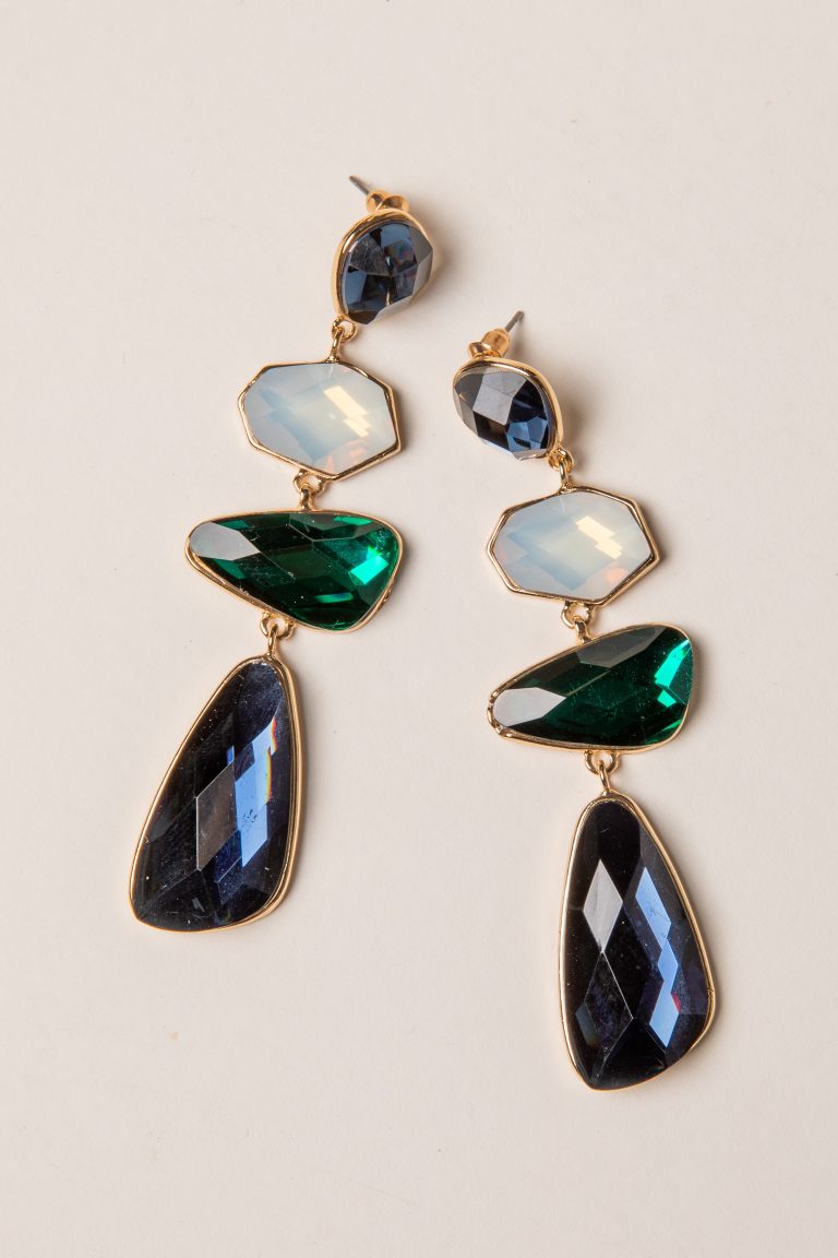 Julia Green Gemstone Tiered Drop Earrings