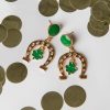 Piper Lucky Horseshoe Green Drop Earrings