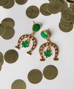 Piper Lucky Horseshoe Green Drop Earrings