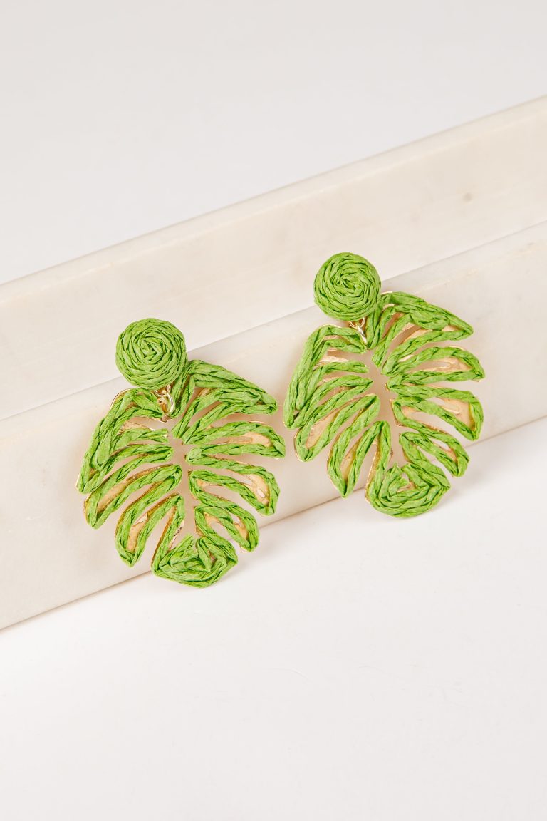 Harper Monstera Leaf Statement Earrings