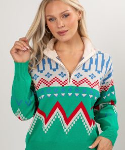 FINAL SALE - Santa’s Ski Lodge Bright Green Multi Sweater