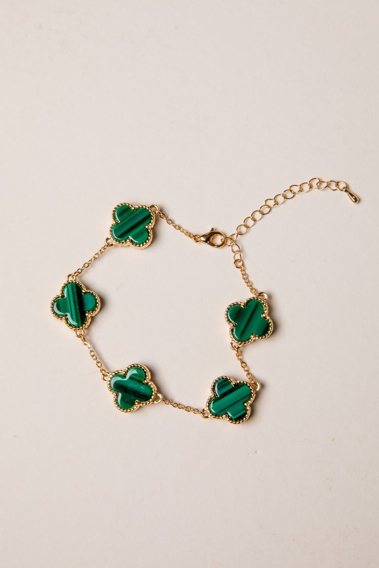 Riley Green Quatrefoil Charm Bracelet