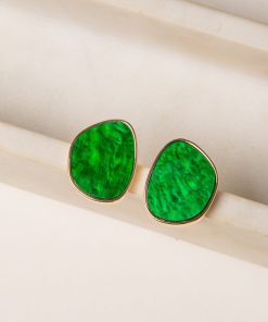 Maggie Green Stone Stud Earrings