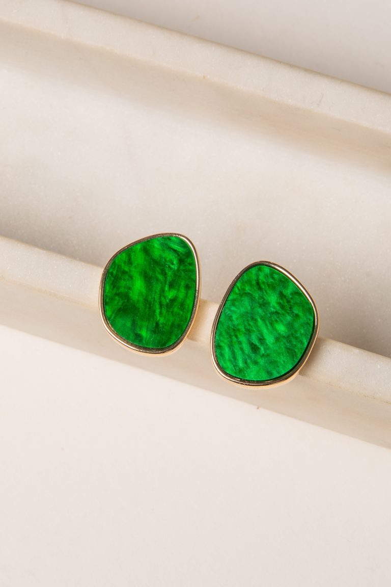 Maggie Green Stone Stud Earrings
