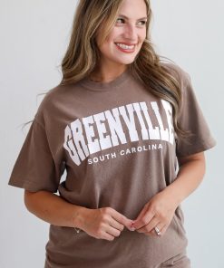 Brown Greenville South Carolina Block Letter Tee