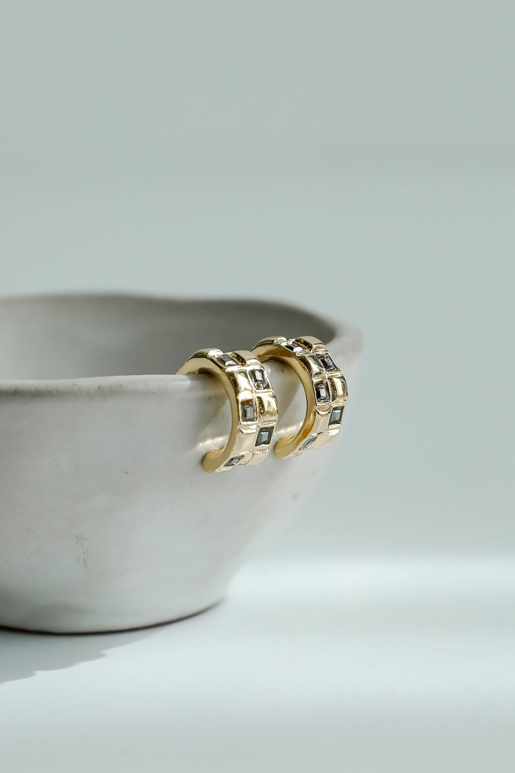 Kaylee Checkered Mini Hoop Earrings - Image 4