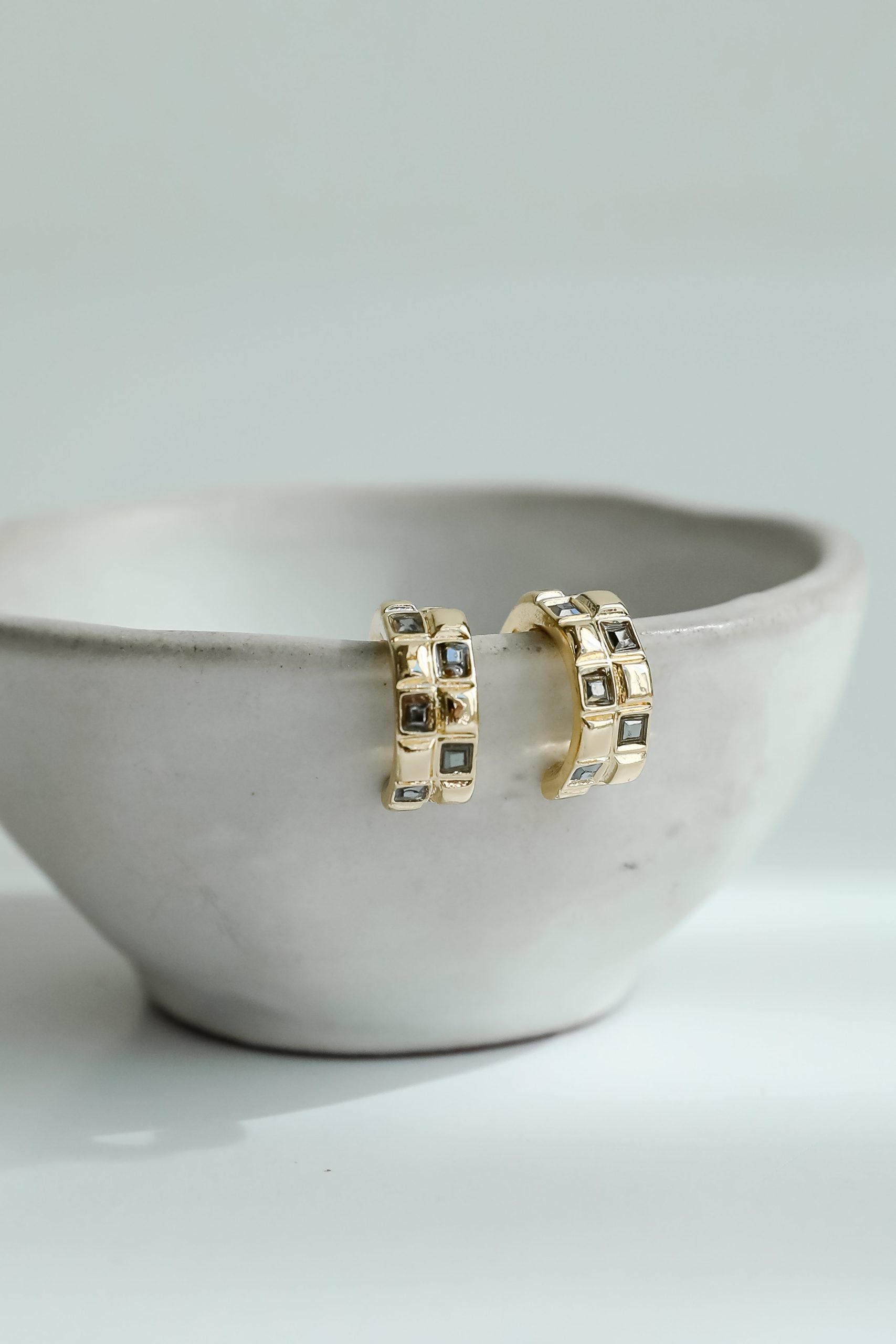 Kaylee Checkered Mini Hoop Earrings - Image 3