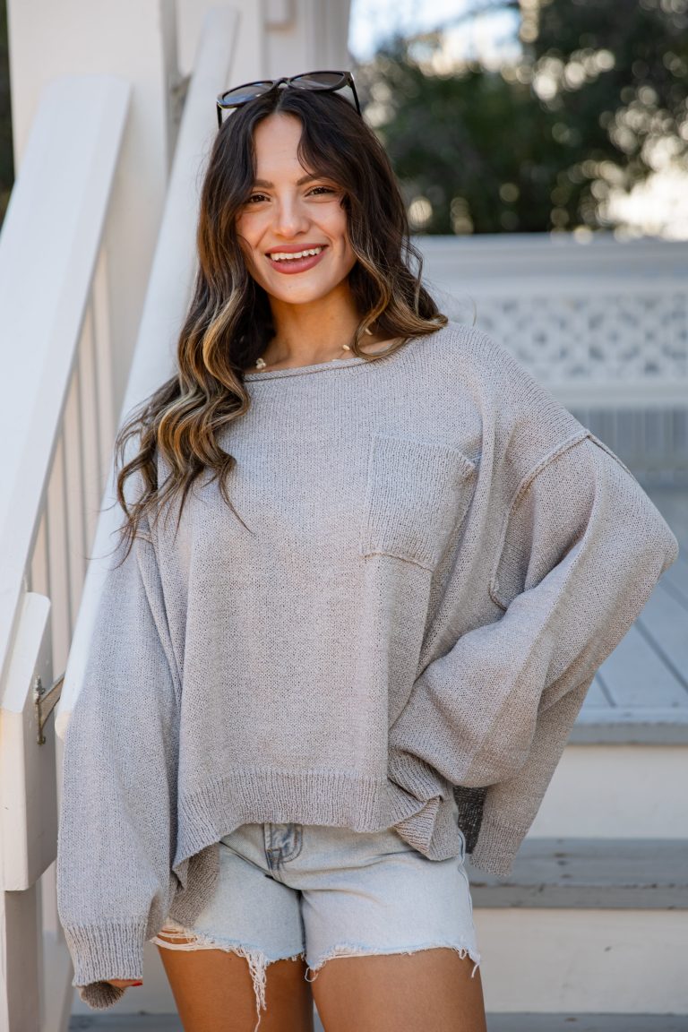 FINAL SALE - Time Will Tell Oversized Grey Sweater