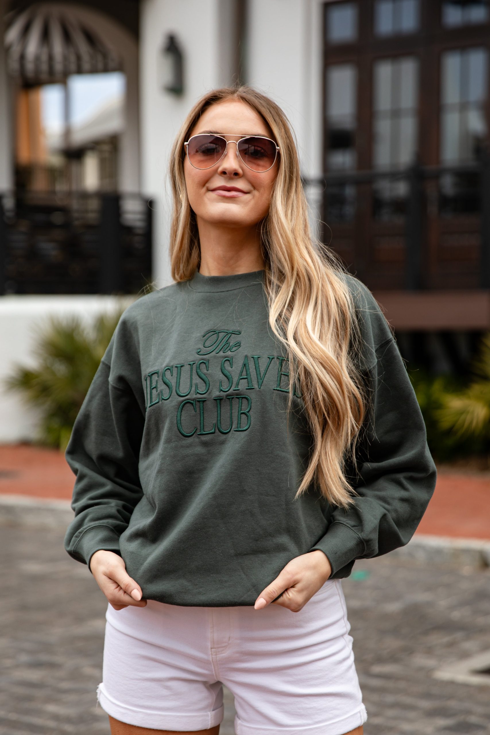 Jesus Saves Club Graphic Hunter Green Pullover - Image 4