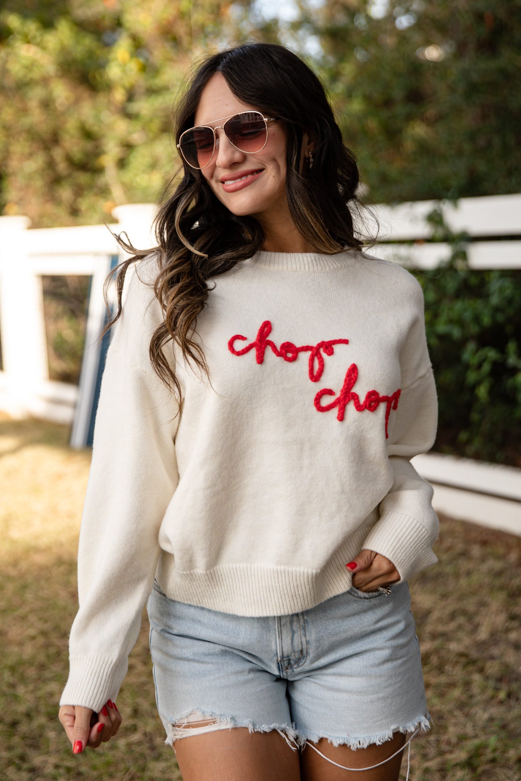 Chop Chop Script Ivory Sweater