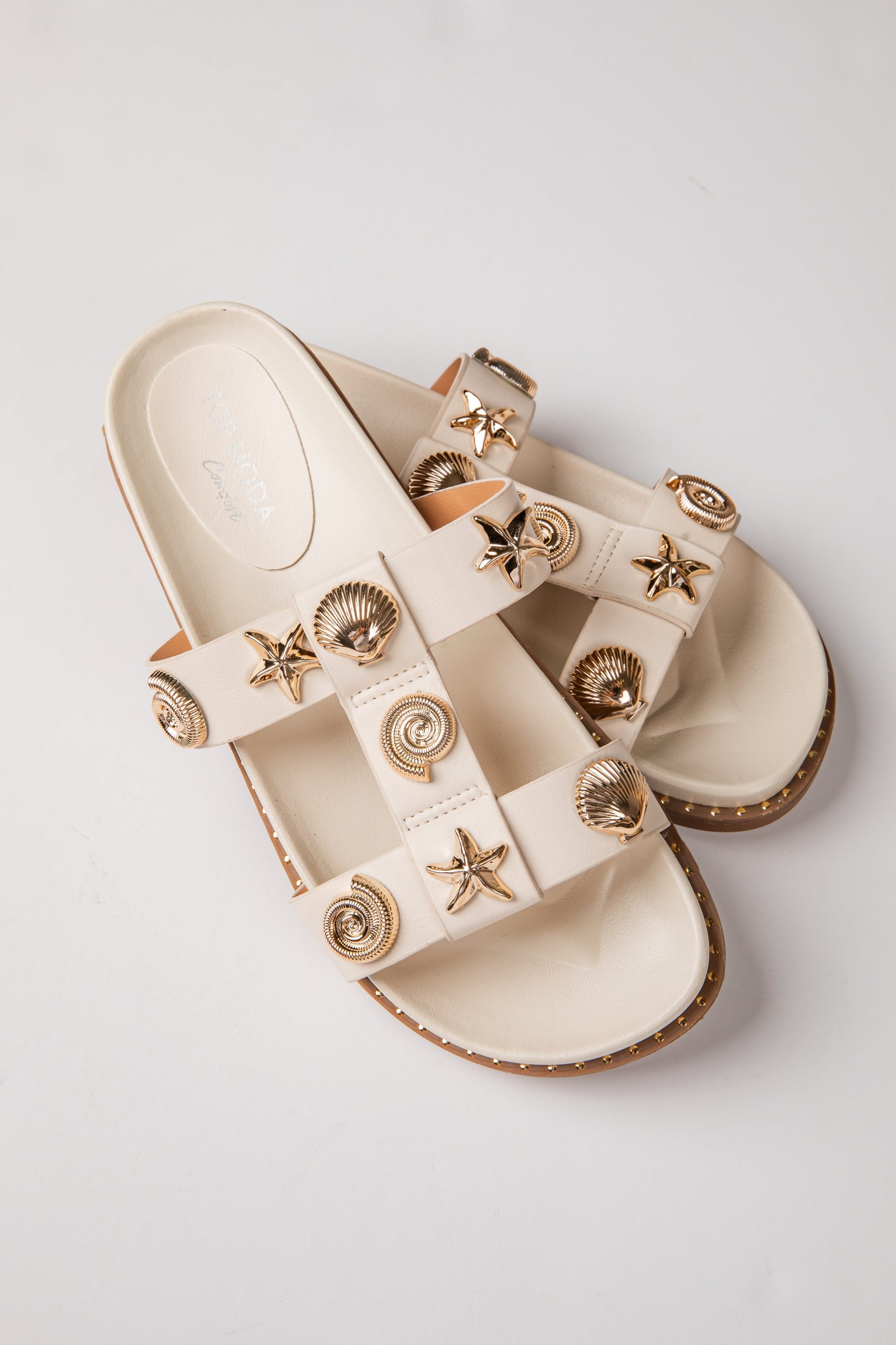 Sailor Shell Double Strap Ivory Sandal