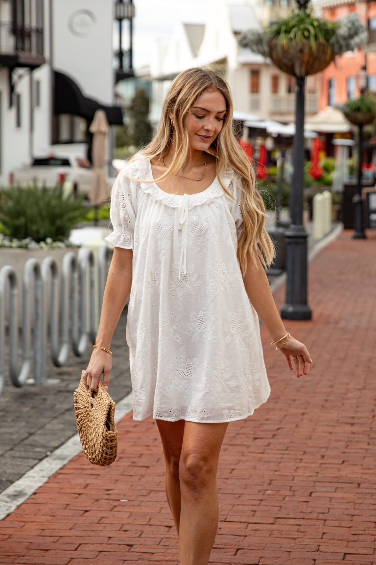 Shoreline Eyelet Ivory Mini Dress