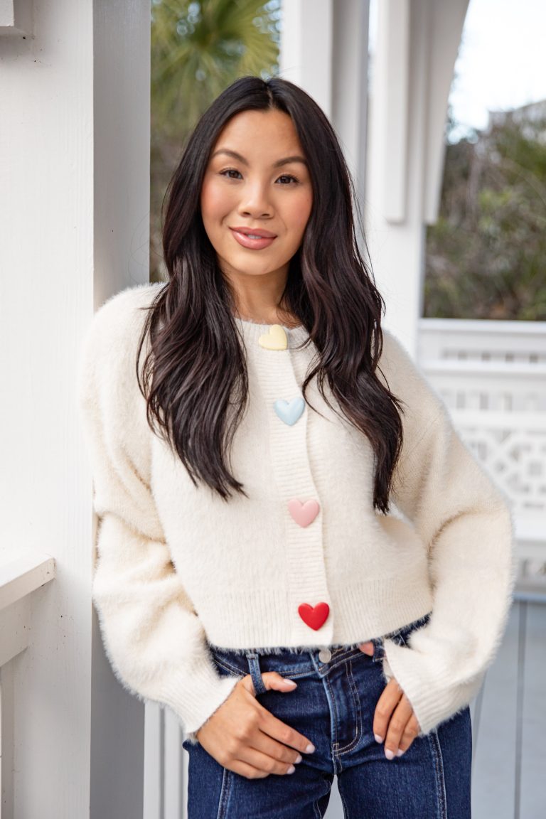 FINAL SALE - Sweethearts Knit Ivory Sweater Cardigan