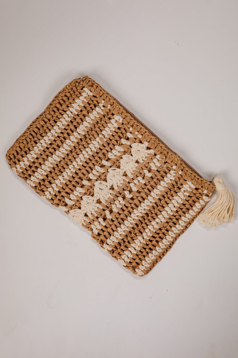 Naturally Easy Khaki Straw Clutch