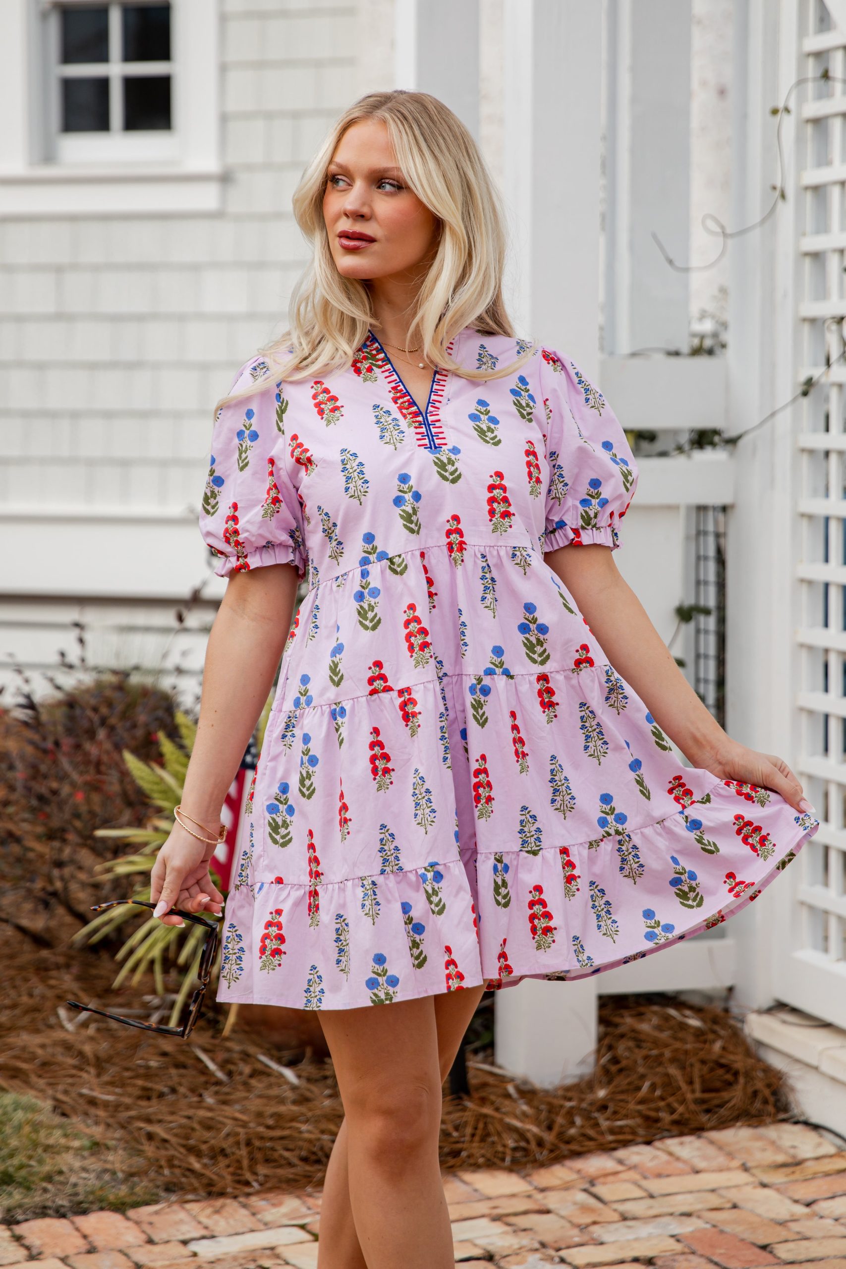 Flora Lavender Babydoll Mini Dress - Image 2