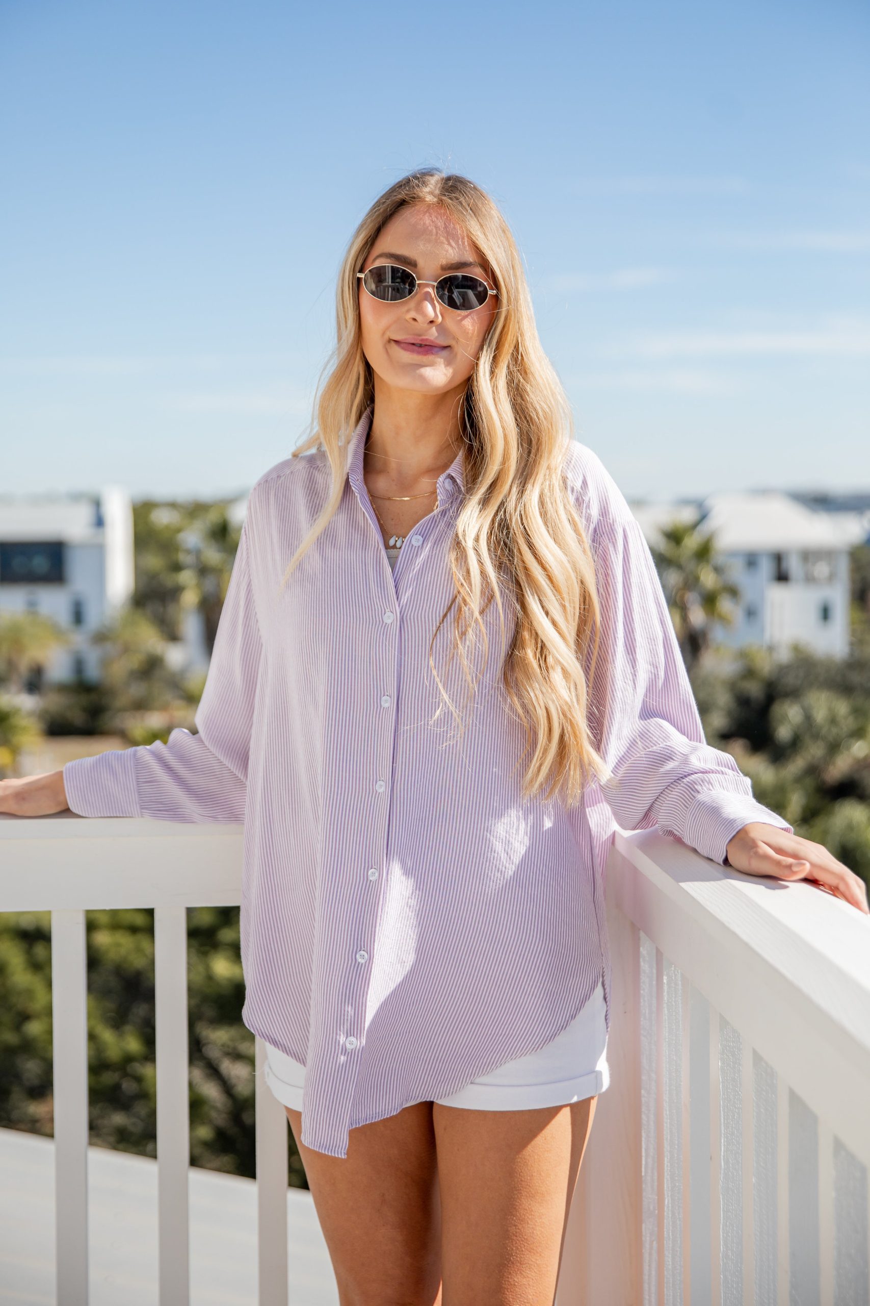 FINAL SALE - Wander More Striped Oversized Button-Up Blouse - Image 5