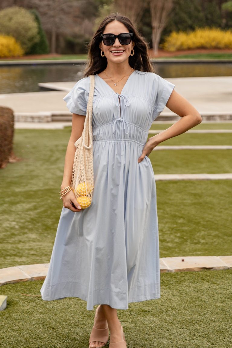 Skyline Charm Light Blue Midi Dress