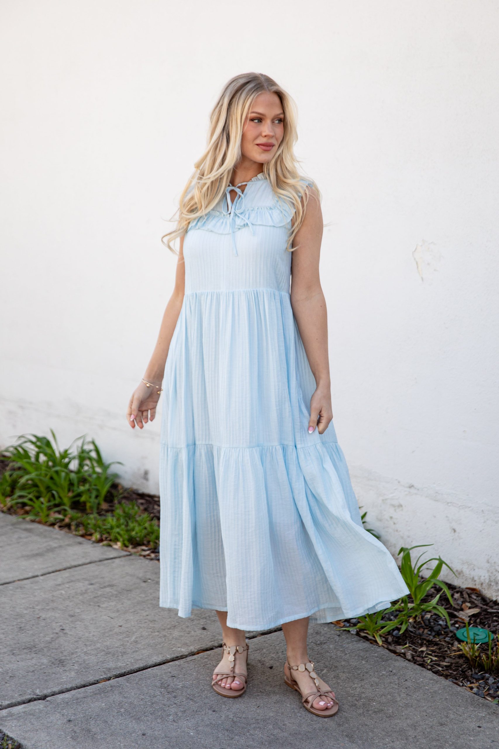 Long Time No See Light Blue Tiered Maxi Dress - Image 4