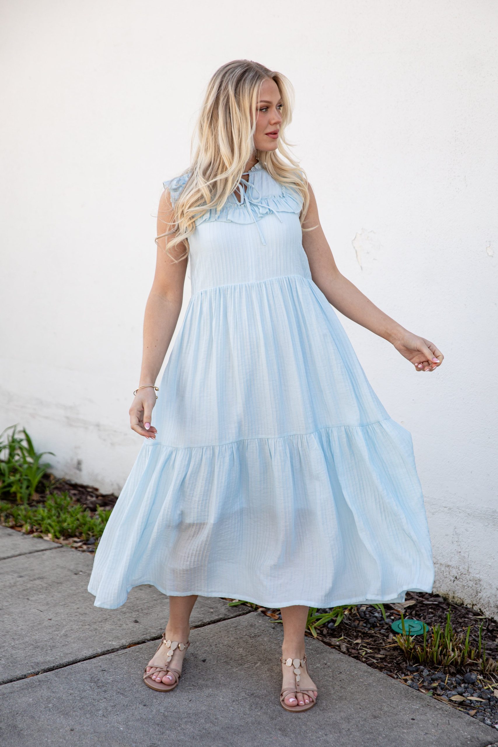 Long Time No See Light Blue Tiered Maxi Dress - Image 2