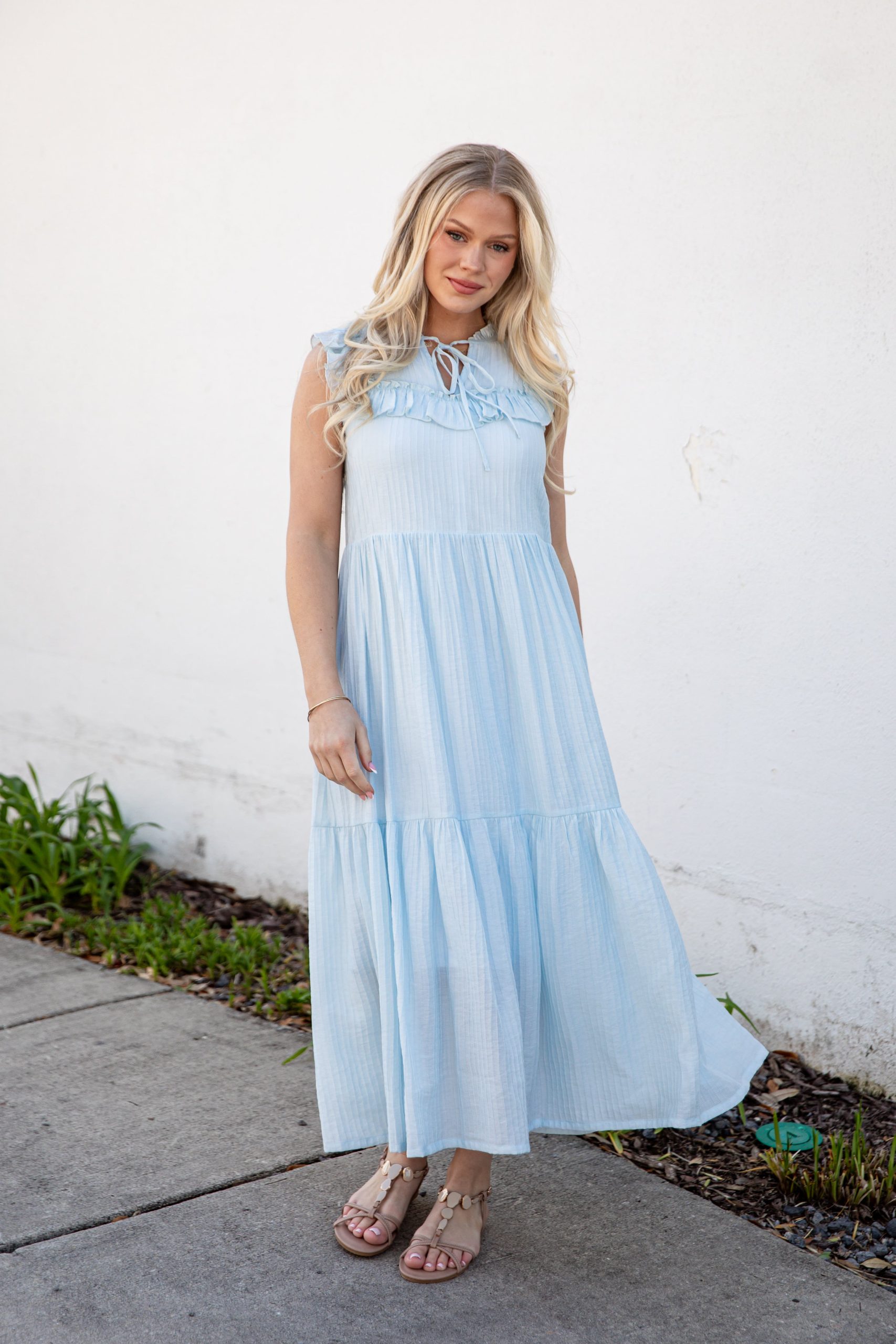 Long Time No See Light Blue Tiered Maxi Dress - Image 3