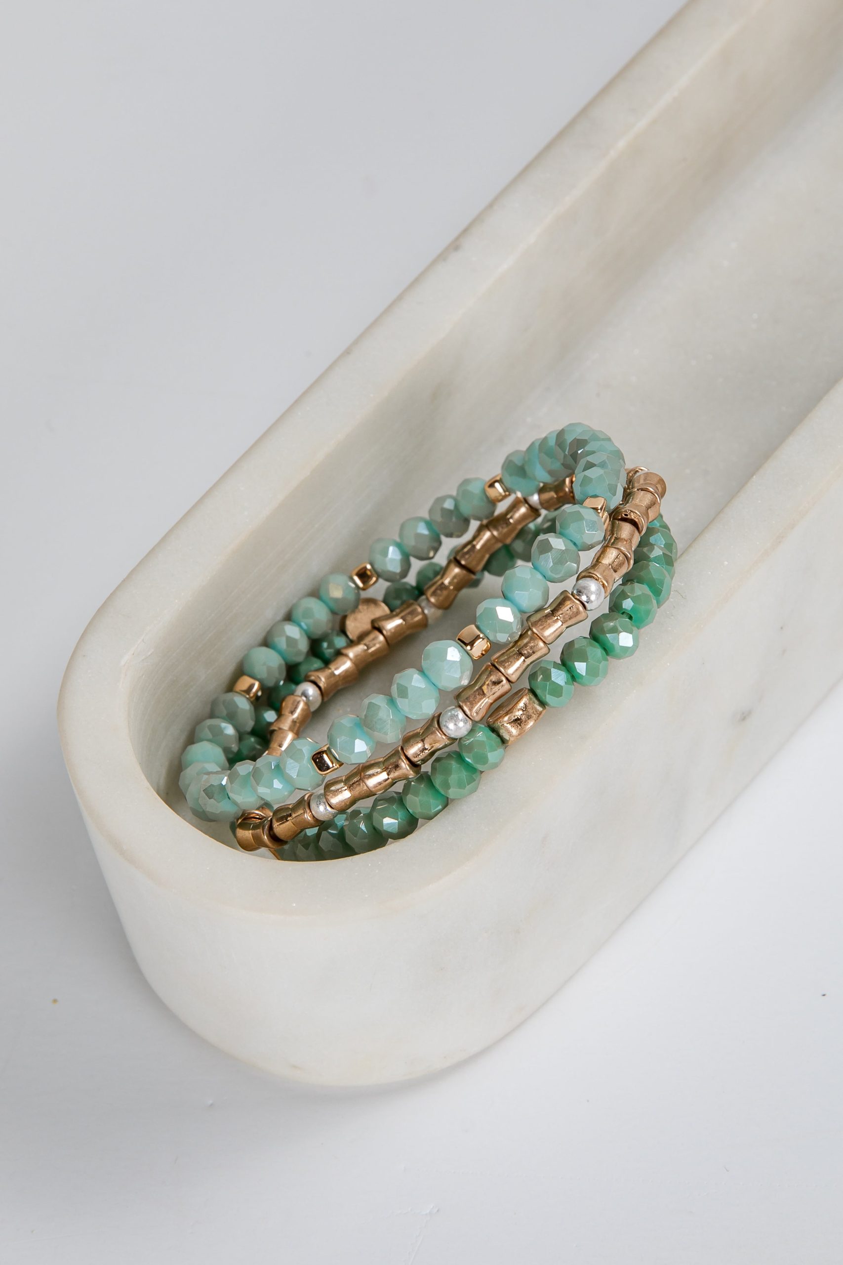 Kiara Mint Beaded Bracelet Set - Image 3